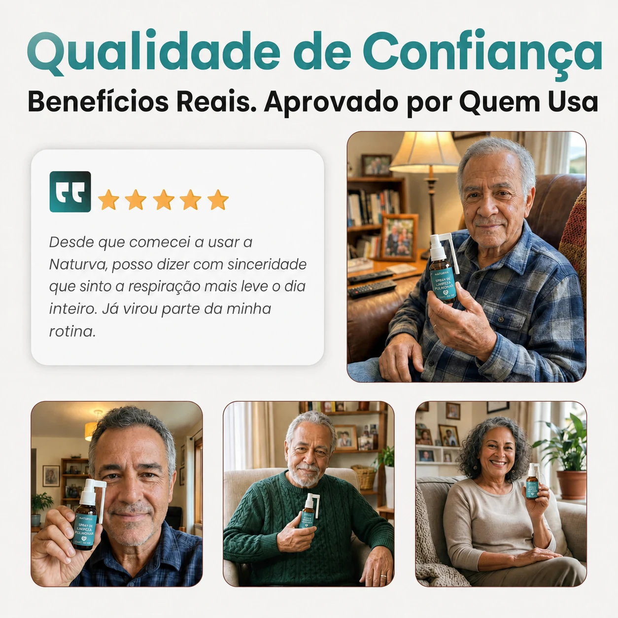 Clientes Naturva segurando o frasco